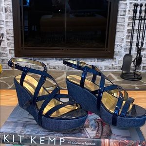 Kate Spade wedge blue/jean sandals